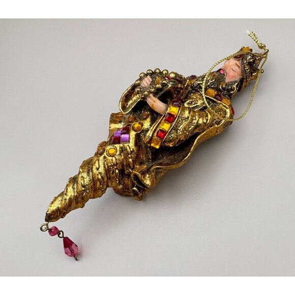 Vintage Nativity Wise Men Christmas Tree Ornament Gold Tone Jeweled King - Picture 5 of 8